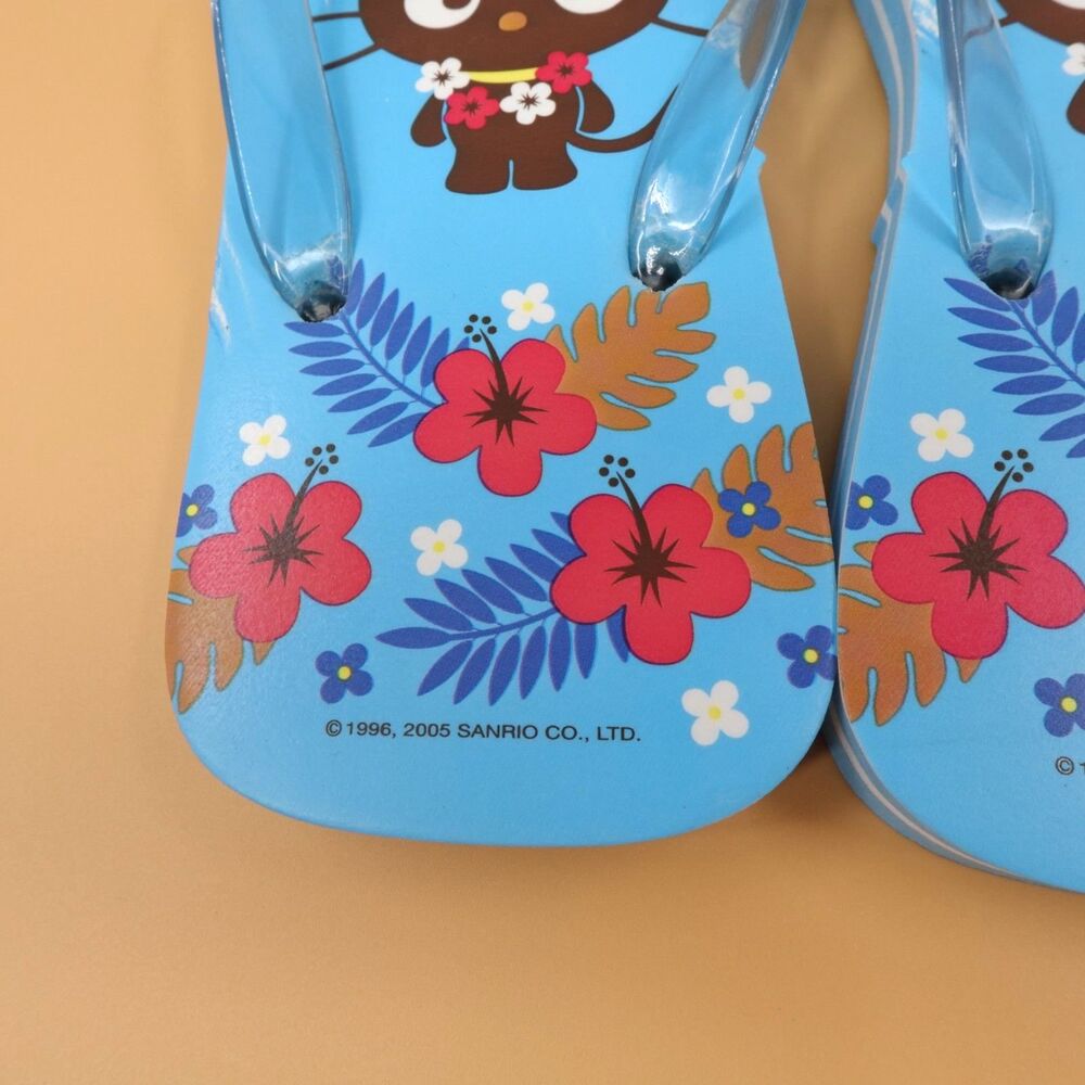 Vintage 2005 Sanrio Hello Kitty Chococat Flip Flops Womens Size Large Blue - Picture 3 of 12